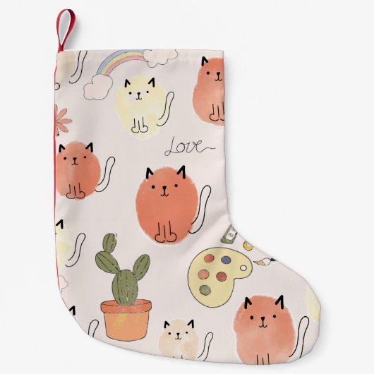 子猫の子猫かわいい動物の姿 スモールクリスマスストッキング (正面)