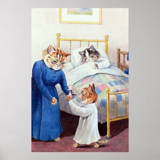 子猫の寝る時間 ルイス・ウェイン ポスター (正面)