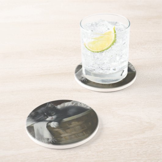 子猫の居心地の良いコーナー コースター (側面)