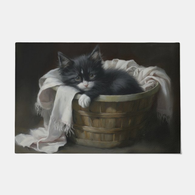 子猫の居心地の良いコーナー ドアマット (正面)