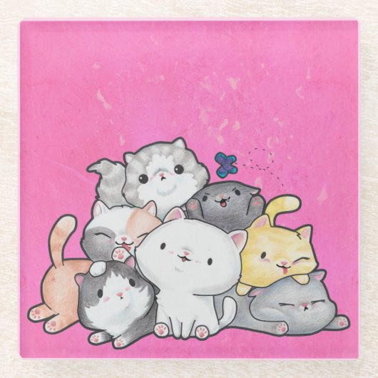 子猫の山 ガラスコースター (正面)