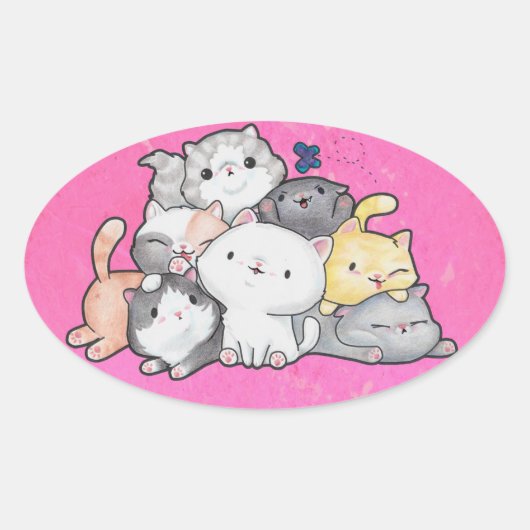 子猫の山 楕円形シール (正面)