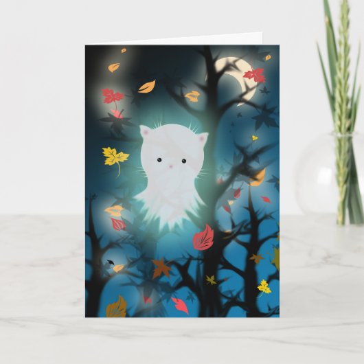 子猫の幽霊のハロウィンカード カード (正面)