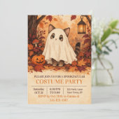 子猫の幽霊コスチューム ハロウィンパーティーの招待状 招待状 (スタンド正面)