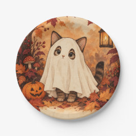 子猫の幽霊コスチューム ハロウィンパーティープレート ペーパープレート