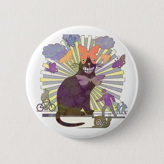 子猫の得られた蝶目 缶バッジ (正面)