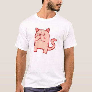 子猫の忍び笑い-ピンク Tシャツ