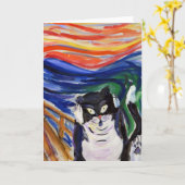 子猫の悲鳴グリーティングカード カード (黄色い花)