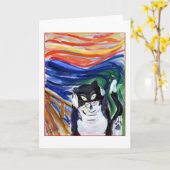 子猫の悲鳴グリーティングカード カード (黄色い花)