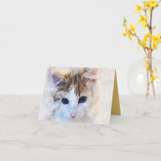 子猫の愛 カード (黄色い花)