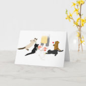 子猫の挨拶状との幸せな母の日 カード (黄色い花)