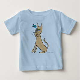 子猫の捕獲物の魚の幼児オーガニックなクリーパー ベビーTシャツ