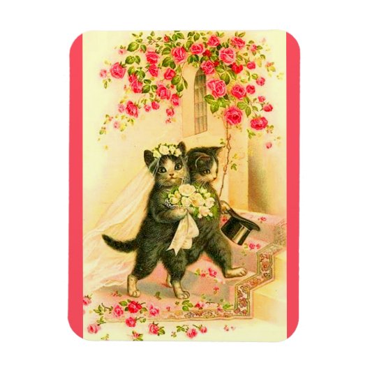 子猫の新婚カップル マグネット (縦)