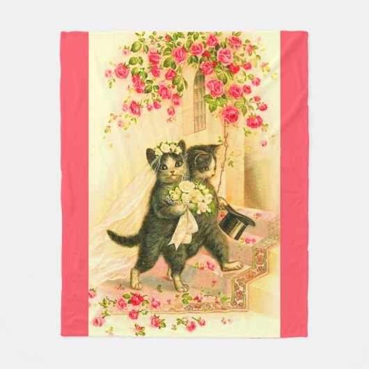 子猫の新婚プリント フリースブランケット (正面)