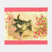 子猫の新婚プリント フリースブランケット (正面(横))