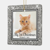 子猫の最初のクリスマス2 写真 セラミックオーナメント (左)