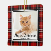 子猫の最初のクリスマス2 写真 セラミックオーナメント (左)
