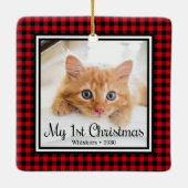 子猫の最初のクリスマス2 写真 セラミックオーナメント (裏面)