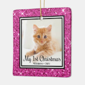 子猫の最初のクリスマス2 写真 セラミックオーナメント (左)