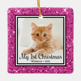 子猫の最初のクリスマス2 写真 セラミックオーナメント