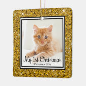 子猫の最初のクリスマス2 写真 セラミックオーナメント (左)