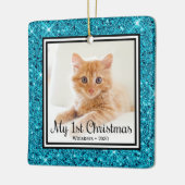 子猫の最初のクリスマス2 写真 セラミックオーナメント (左)