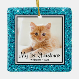 子猫の最初のクリスマス2 写真 セラミックオーナメント