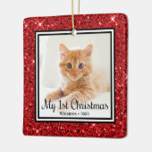 子猫の最初のクリスマス2 写真 セラミックオーナメント (左)