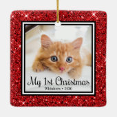 子猫の最初のクリスマス2 写真 セラミックオーナメント (裏面)