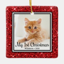 子猫の最初のクリスマス2 写真 セラミックオーナメント