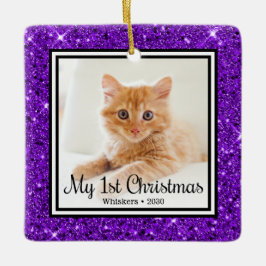 子猫の最初のクリスマス2 写真 セラミックオーナメント