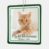 子猫の最初のクリスマス2 写真 セラミックオーナメント (左)