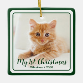 子猫の最初のクリスマス2 写真 セラミックオーナメント