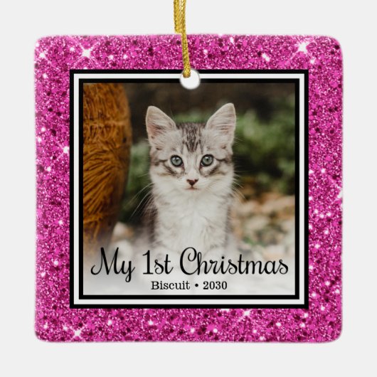 子猫の最初のクリスマス セラミックオーナメント (正面)