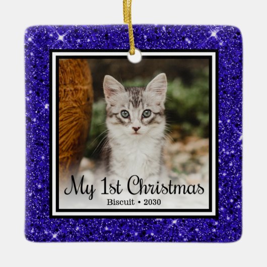 子猫の最初のクリスマス セラミックオーナメント (正面)