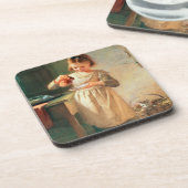 子猫の朝食 コースター (左側)