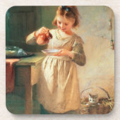 子猫の朝食 コースター (正面)