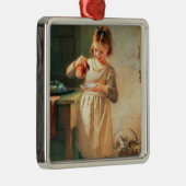 子猫の朝食 メタルオーナメント (右)