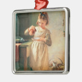 子猫の朝食 メタルオーナメント (左)