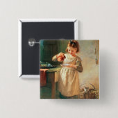 子猫の朝食 缶バッジ (正面&裏面)