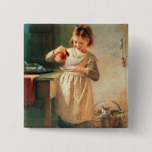 子猫の朝食 缶バッジ (正面)