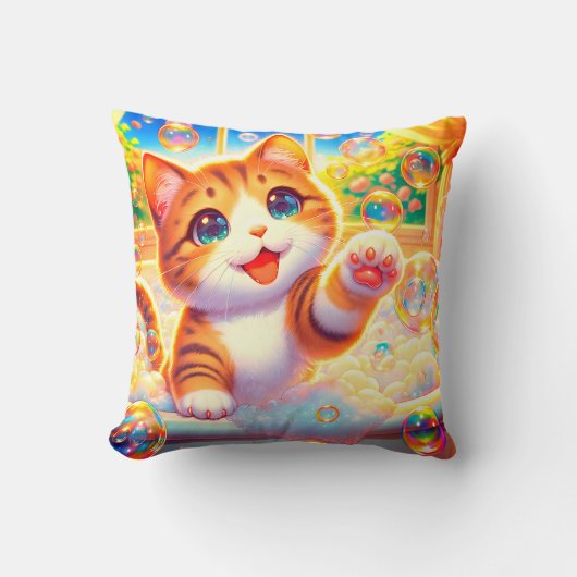 『子猫の泡の水疱』 クッション (正面)