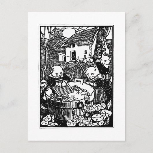 子猫の洗濯ミトンズ子供部屋韻 ポストカード (正面)