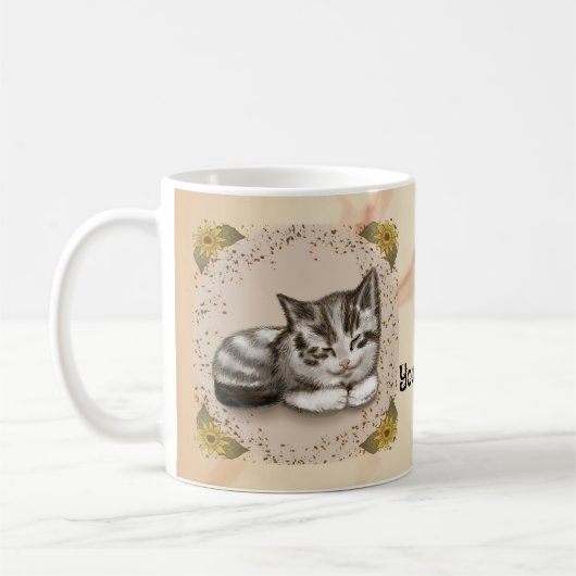 子猫の睡眠 コーヒーマグカップ (左)