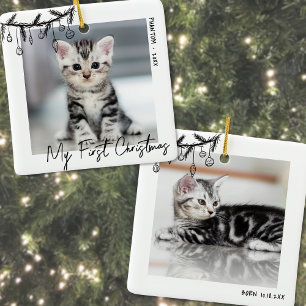 子猫の私の初めてのクリスマス ペットの写真 セラミックオーナメント