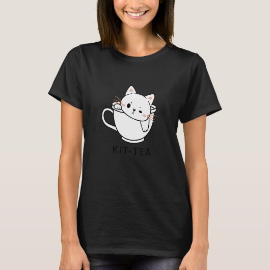 子猫の紅茶 かわいい猫と紅茶 Tシャツ (正面)