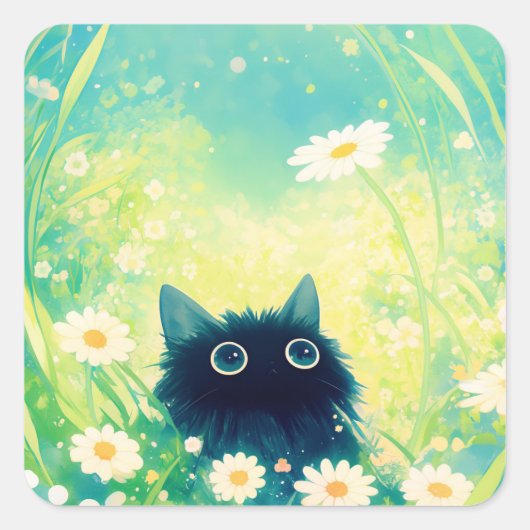 子猫の花の隠れ家 スクエアシール (正面)
