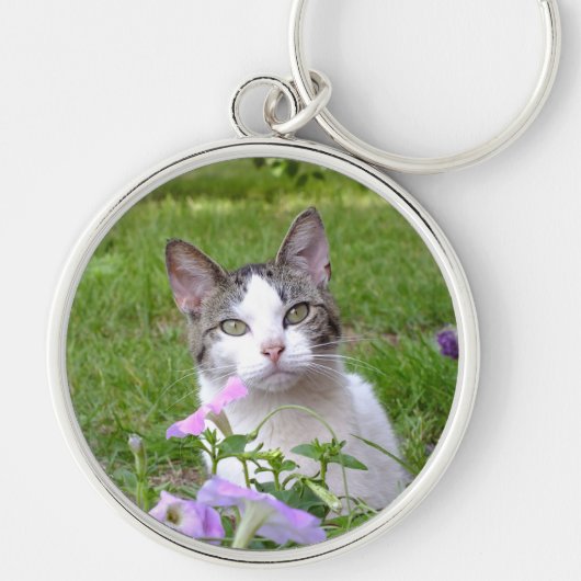 子猫の花キーチェーン キーホルダー (正面)