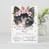 子猫の誕生日の招待、猫パワティパーティー 招待状 (スタンド正面)