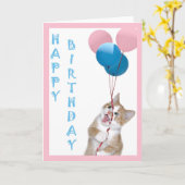 子猫の誕生日カード カード (黄色い花)